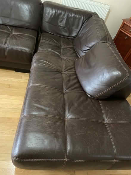 Photo of free Large Brown Leather Corner Sofa (Twickenham TW1) #2
