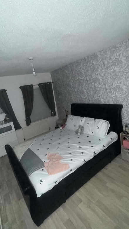 Photo of free King size black leather bed (CH44 Wirral) #2
