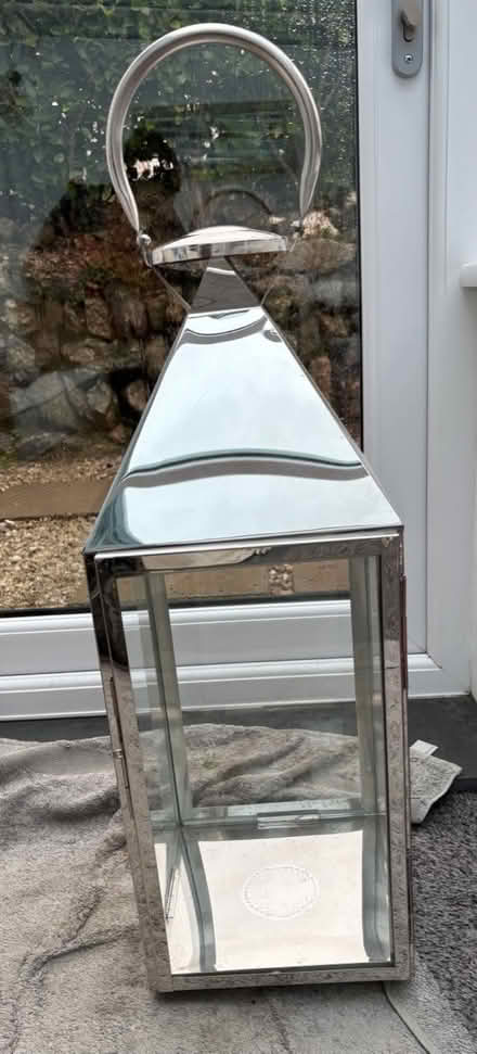 Photo of free Silver tall candle Lantern (St Day. Crofthandy) #1