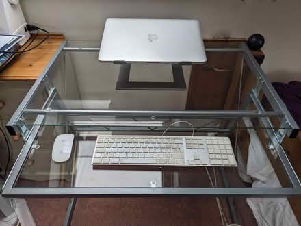 Photo of free Metal and Glass Computer Desk Table – W 89cm, H 76cm, D 62cm (Stainton CA11) #3