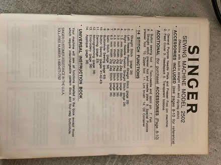 Photo of free Singer sewing machine model 2502 (Watertown Square) #2