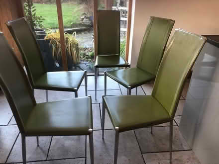 Photo of free 5 green leather chairs (Worplesdon) #1