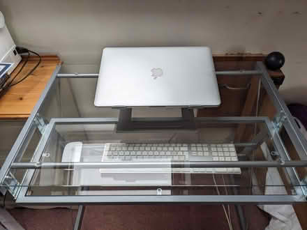 Photo of free Metal and Glass Computer Desk Table – W 89cm, H 76cm, D 62cm (Stainton CA11) #4