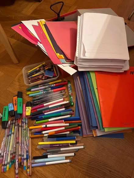 Photo of free Stash of paper, card, pens, crayons (Widcombe) #1