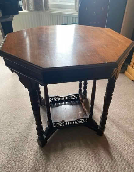 Photo of free Vintage Dark Wood Hexagonal Table (Warlingham CR6) #1