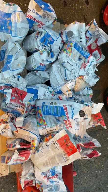 Photo of free Pallet of Mapei Grout bags - Mostly grey, white, beige (Harlesden NW10) #1