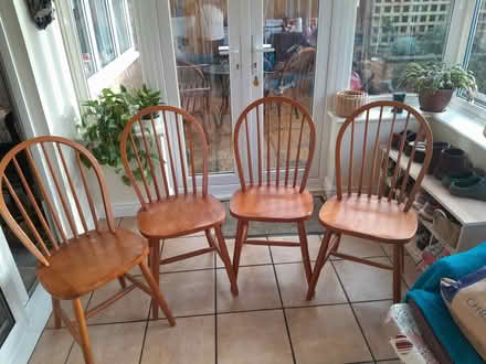 Photo of free 4 wooden dining chairs (Elworth CW11) #1