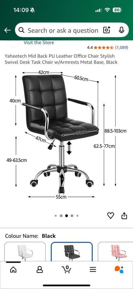 Photo of free Black swivel desk chair (Hackbridge SM5) #4