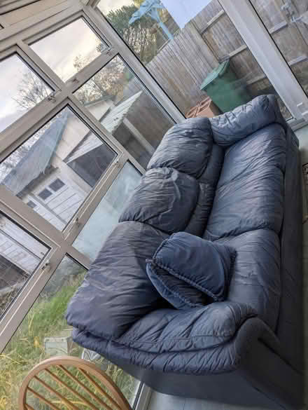 Photo of free Blue three seater sofa (W3) #3