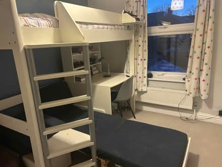 Photo of free Stompa high sleeper with desk and sofa chair/pull out bed (North Sheen TW9) #2