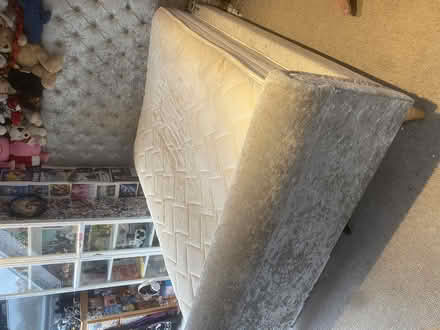 Photo of free Double silver grey velour bed frame (Fulham Palace Rd SW6) #1