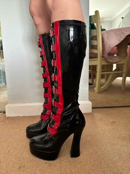 Photo of free Black and red patent boots (torn) (Kimmage/Crumlin) #2