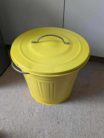 Photo of free Yellow metal bin/bucket (Merton) #1