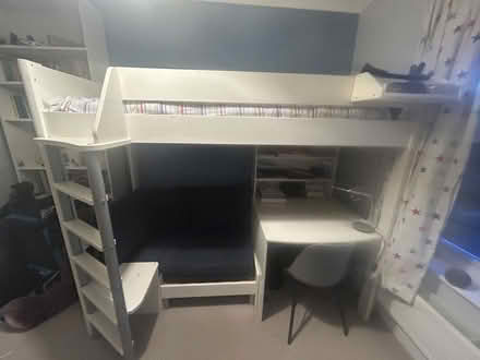 Photo of free Stompa high sleeper with desk and sofa chair/pull out bed (North Sheen TW9) #1