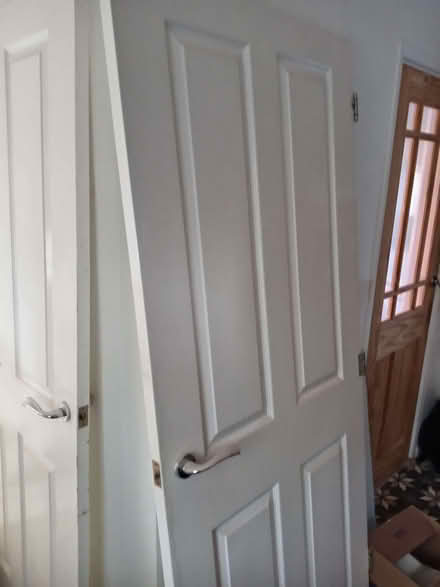Photo of free Two white doors with handles 198x84cm (Southey Green S5) #1