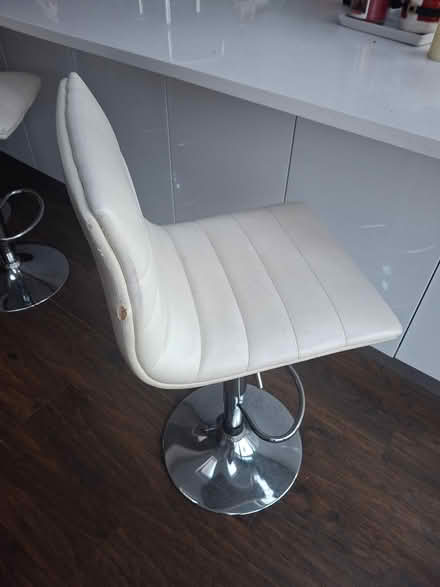 Photo of free 4 white faux leather bar stools (Dublin 13) #2