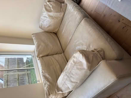 Photo of free 2x two seater cream leather sofas (West Bergholt CO6) #2