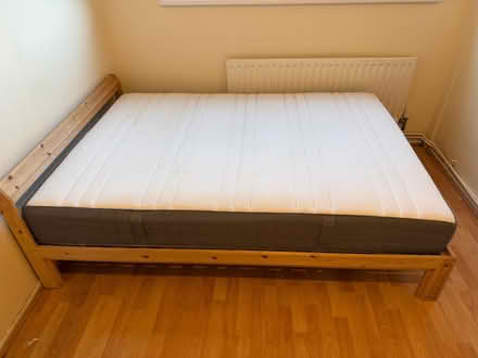 Photo of free Double bed wooden frame and mattress (Battersea SW11) #1