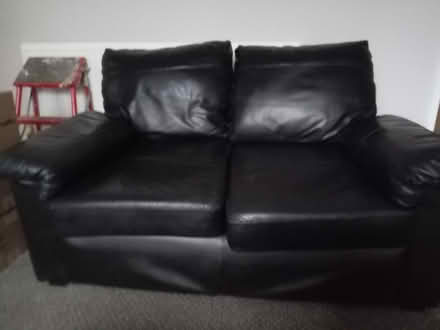 Photo of free 2 x black leather sofas (M32 Stretford) #3