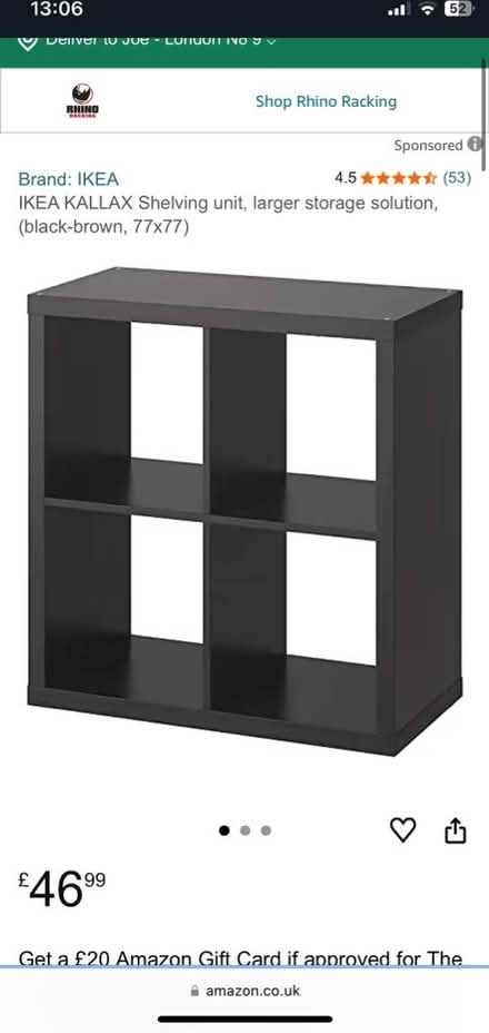 Photo of free IKEA Kallax Black (Crouch End N8 9) #1