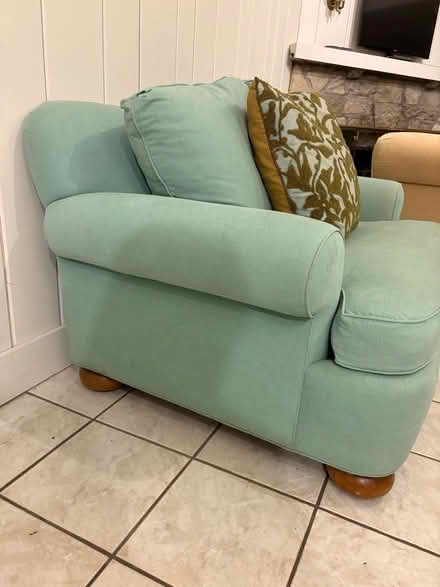 Photo of free Small settee with small tear (Hinsdale) #2