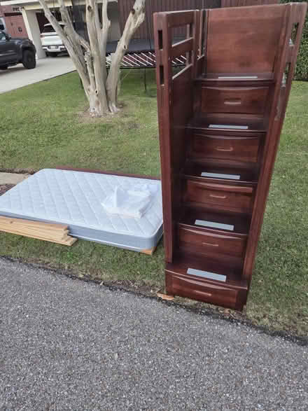 Photo of free Twin bed mattress, steps f bunk bed (70123) #2