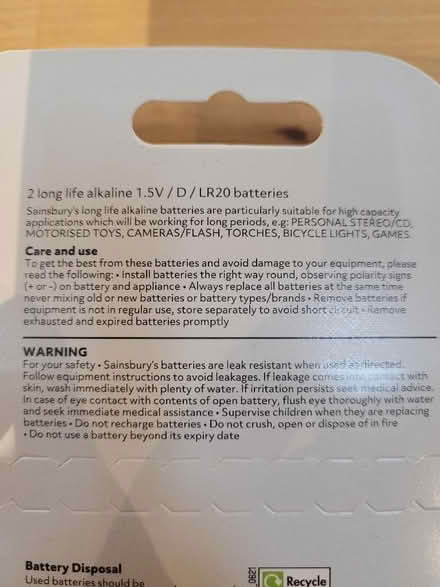 Photo of free D Batteries (LR20 1.5 v) x 2 (Shenley Fields B29) #2