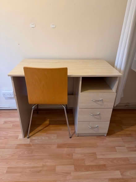 Photo of free Desk and chair wooden with 3 drawers (Battersea SW11) #3