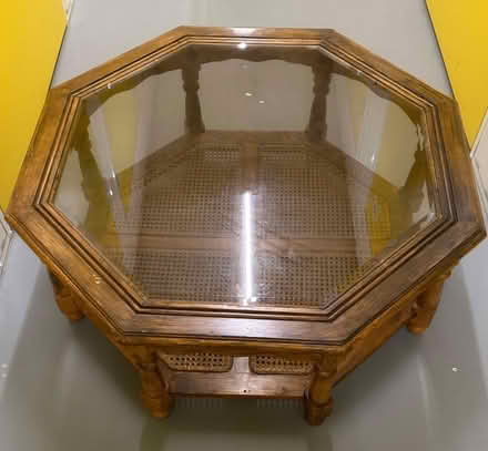 Photo of free Wooden table with its glass top in fairly good conditions (Bromley North BR1) #1