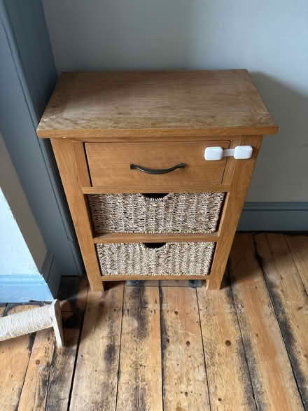 Photo of free Wooden cabinet with wicker drawers (RG30) #1