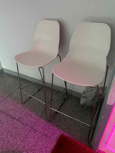 Photo of free 2 white bar stools (CR0) #2
