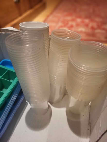 Photo of free Plastic cups & cultery, 8 ice cube trays, glass bowl (Round Green LU3) #3