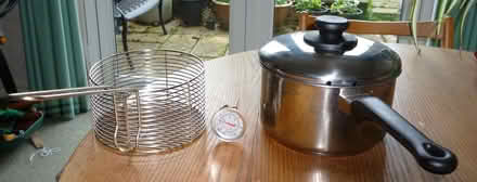 Photo of free Chip pan, basket, lid, and thermometer (Cheltenham GL53) #1