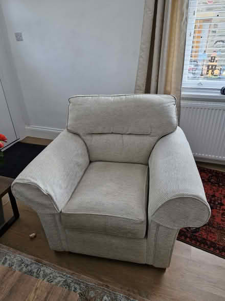 Photo of free 2 x large cream arm chairs (Carlton WF3) #1