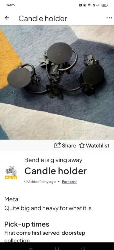 Photo of free Candle holder (Merton SW19) #1