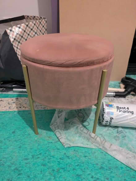Photo of free Pink faux suede storage stool (Stirchley) #1