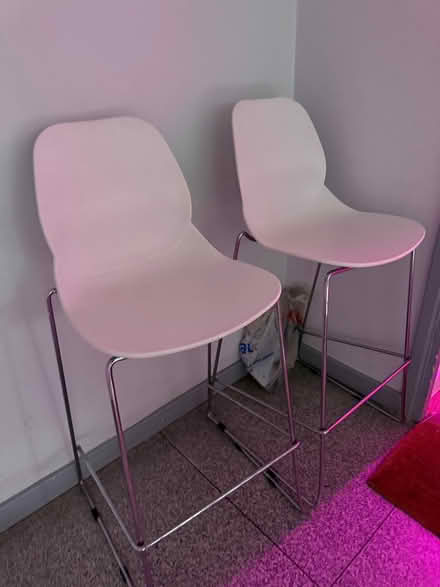 Photo of free 2 white bar stools (CR0) #1