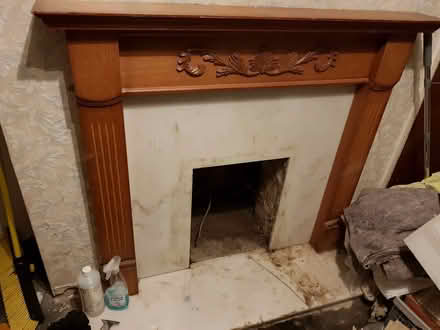 Photo of free Solid wood fireplace surround with marble-effect back panel (Glapwell CP S44) #1