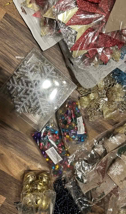 Photo of free Christmas decorations bells, poinsettias ribbon, bows, tinsel (Kenilworth CV8) #3