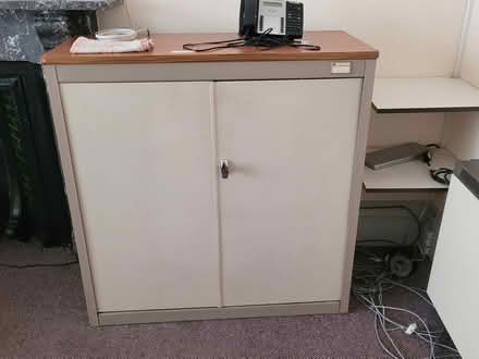 Photo of free Steel two door cabinet with wood top. (Penrith CA11) #2