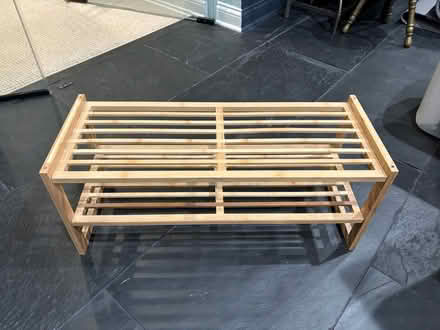 Photo of free 2 tier bamboo shoe rack (60093) #1
