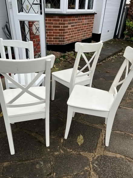 Photo of free 4 white wood dining chairs (Sanderstead CR2) #1