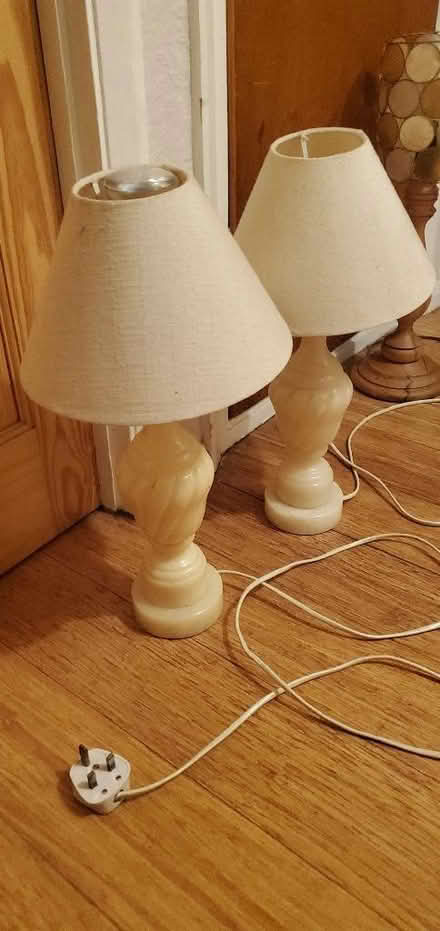 Photo of free 2 marble or onyx & 1 wood lamps (Little Herberts GL53) #1