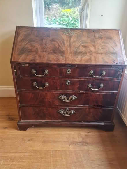Photo of free Antique Flame Mahogany Bureau (Cam GL11) #1