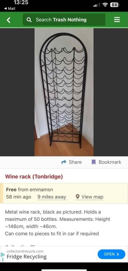 Photo of free wine rack (Coxheath ME17) #1