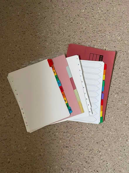 Photo of free A4 Numbered/coloured separators (Trowbridge BA14) #1