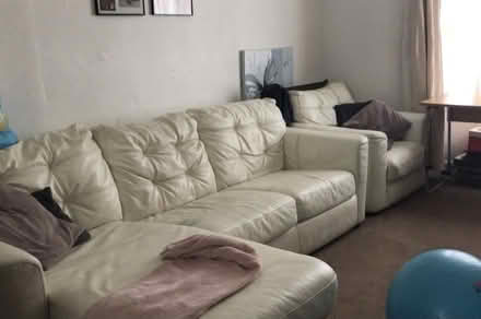 Photo of free Dfs White Leather Corner Sofa-Bed (Leyton/Leytonstone) #1