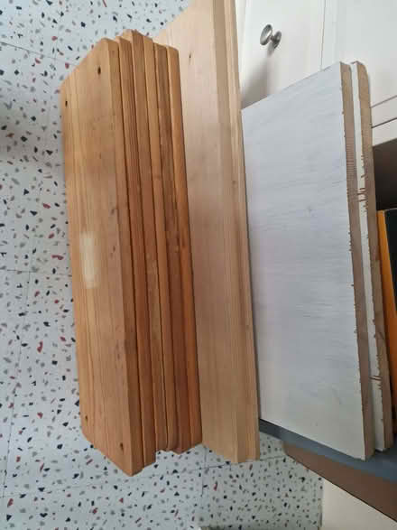 Photo of free Pieces of pine, piece of blue plinth (St Leonards TN38) #1