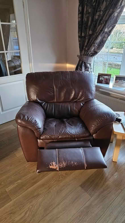 Photo of free Leather Chair and sofa (Collingham Leeds LS22) #1