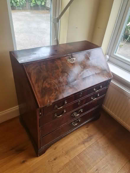 Photo of free Antique Flame Mahogany Bureau (Cam GL11) #2